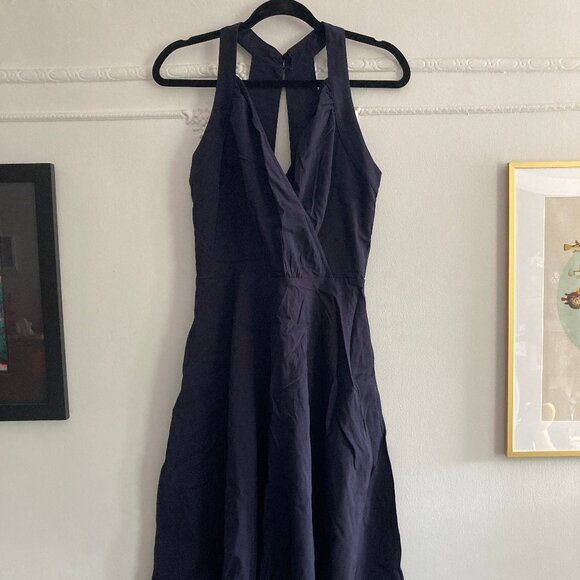 *NEW* Collectif Hadley plain navy swing dress with pockets size L - Picture 2 of 11